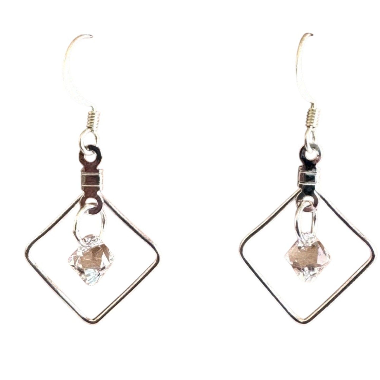 Silver Clear Top Drilled Crystals .925 Sterling Silver Earrings #353